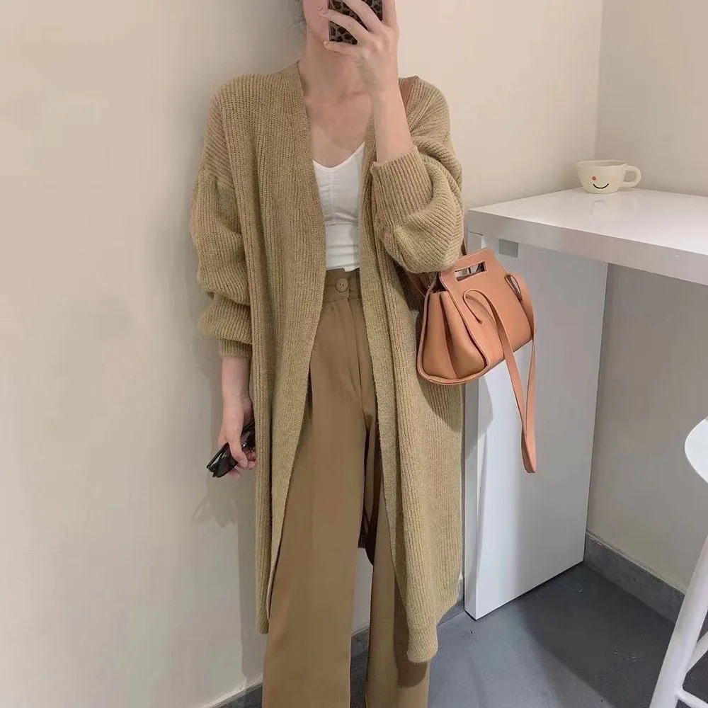 

Women's Autumn New Sweater Jacket Casual Fashion Commuting Simple Style Solid Color Loose Straight Long-sleeved Knitted Warm Top