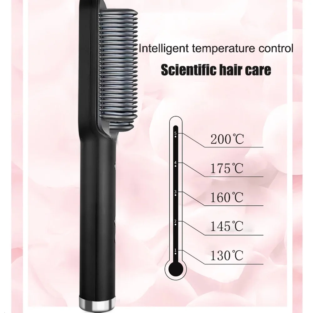 

Profissional Hot Combs Anti-scalding Hair Straightener Brush Ceramic Hair Curler Heated Electric Smart Brush Hair Straightener