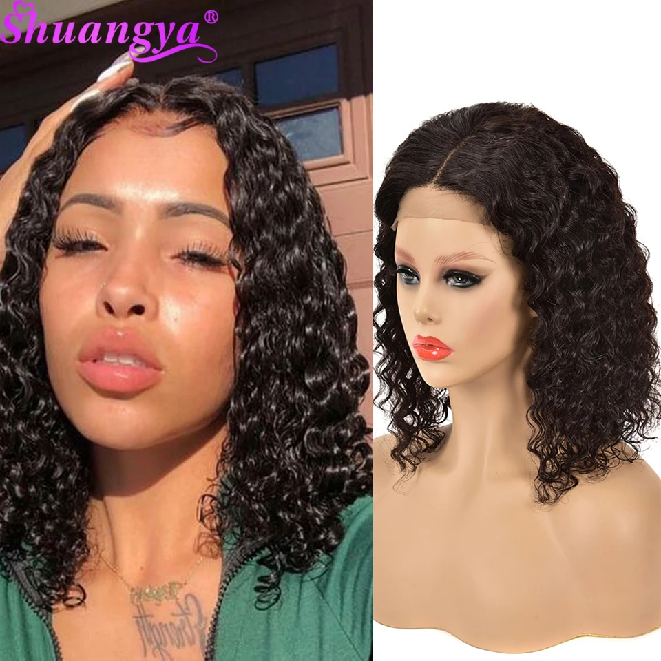

Deep Wave Bob Wig Malaysian Short Bob Wig Wave Bob Lace Closure Wigs Pre Plucked Remy Human Hair Wigs For Black Women