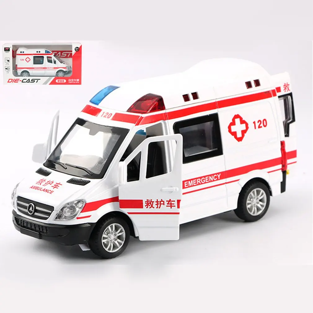

1:32 5 Door Ambulance Police Car Special Police Car Express Car Alloy Car Model Pull Back Sound And Light Simulation Model