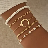 ywzixln 2021 boho engraved 5pcsset vintagewhite beads moon pendant bracelet accessories best gift for women wholesale b020
