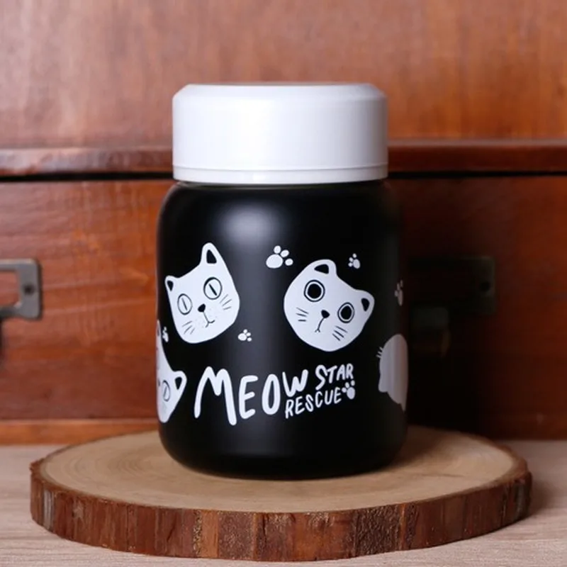 Вакуумная бутылочка с милым принтом кота термос из нержавеющей стали Термос