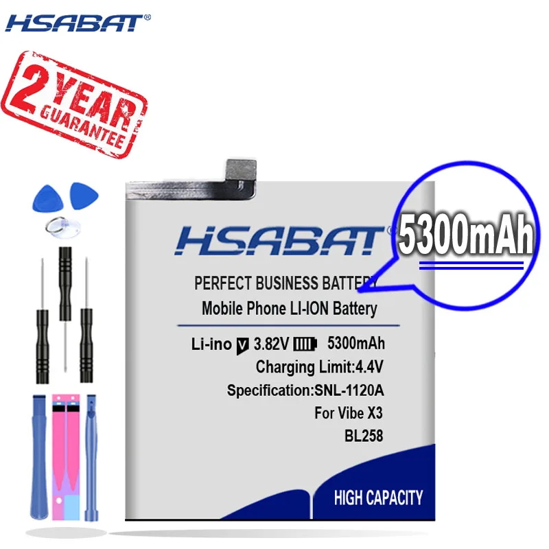 Новое поступление [HSABAT] 5300mAh BL258 Сменный аккумулятор для Lenovo Lemeng X3 C50 C70 Vibe X3c50 X3c70
