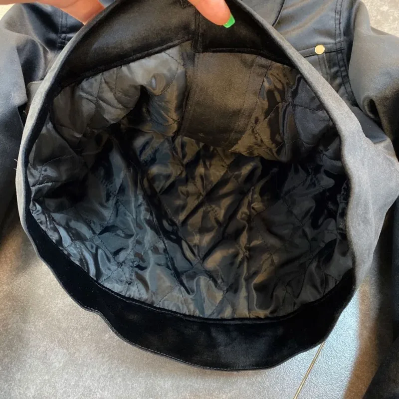 

Black Velvet Short Jacket Elegant Female Lapel Single-Breasted Gold Color Buttons Long-Sleeve Thickening Warm Outerwear Korean