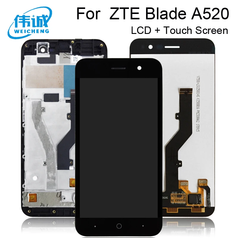 

For ZTE Blade A520 LCD Display Touch Screen Replacment Digitizer With Frame Assembly Sensor LCD Panel For ZTE A520 A 520 display
