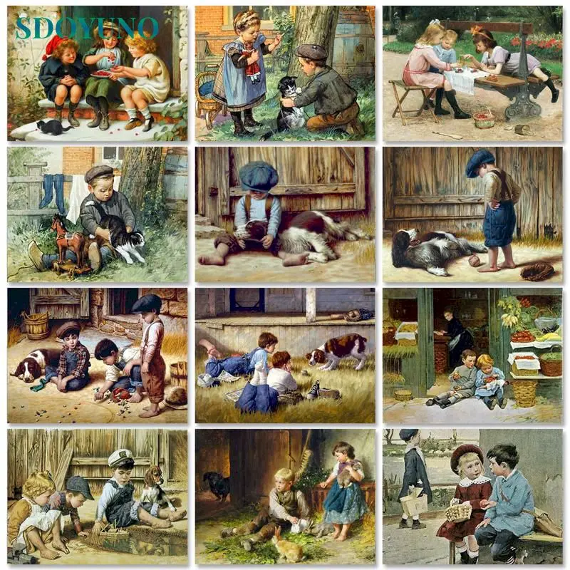 

SDOYUNO Oil Paint By Numbers Kits Children DIY Painting By Numbers On Canvas Scenery Frameless 60x75cm Home Decor Wall Art