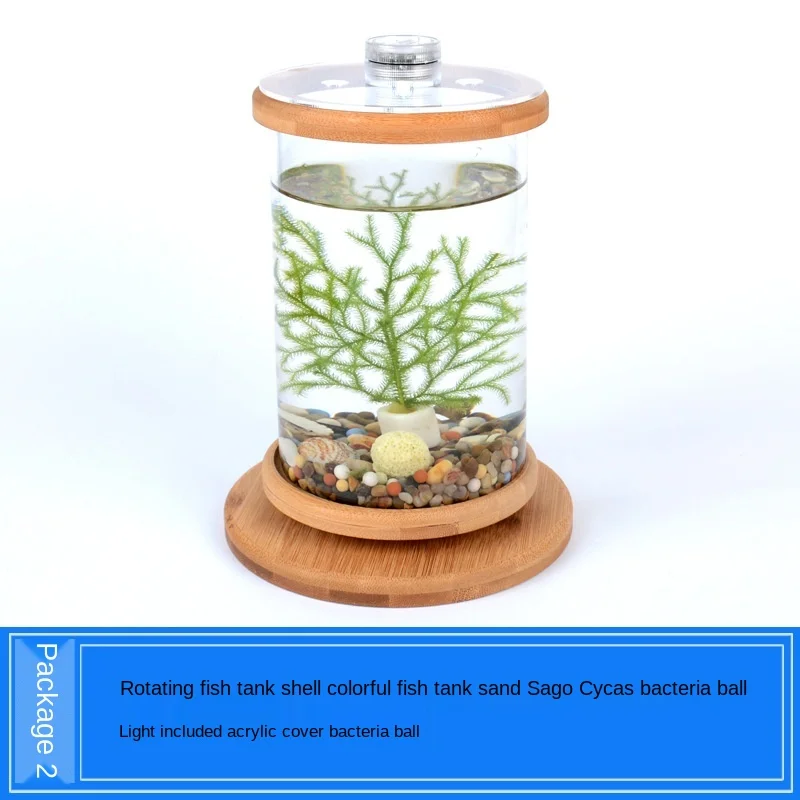 

Creative Tempered Glass Aquarium Bamboo Fish Tank Rotate 360 Degrees Fishbowl Goldfish Fishkeeping Aquarium Decoration ZA202