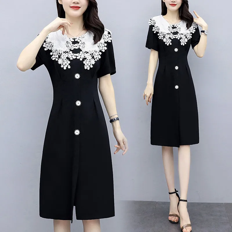 2020 летнее новое платье для женщин французское тонкое с коротким рукавом Дамская