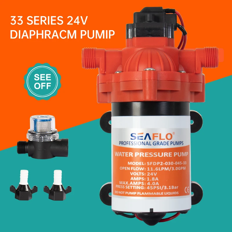 SEAFLO 24V 11.6LPM 45PSI High Flow Diaphragm Water Pump with CE Certification Pumps 12v Sprayer Pump RV Camper Boat Water Pumps