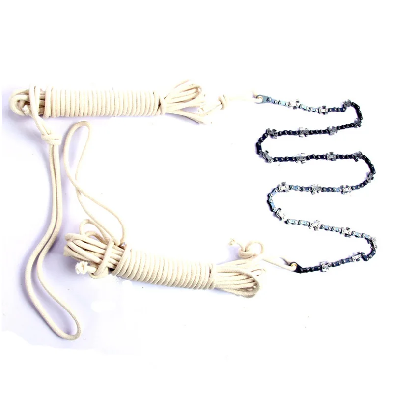 

48 inch High Reach Tree Limb Hand Rope Chain Saw Blades on Both Sides Folding Double Sides Hand Chain Saw Portable