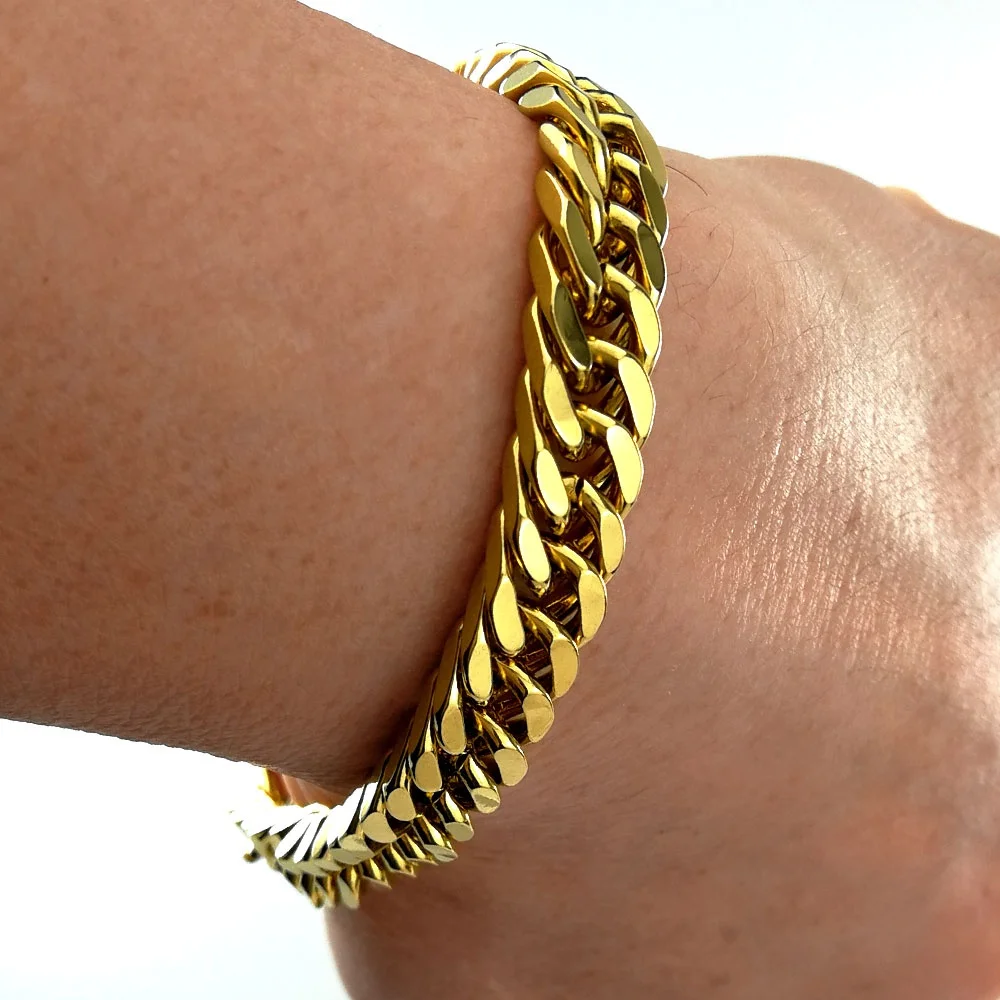 Мужской подарочный браслет с кубинским звеном ширина 10 мм B119 | Украшения и