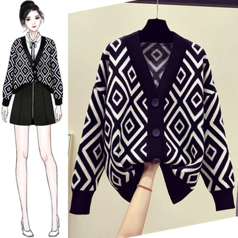 Женский кардиган с длинным рукавом JINKAZI Свободный теплый свитер V образным