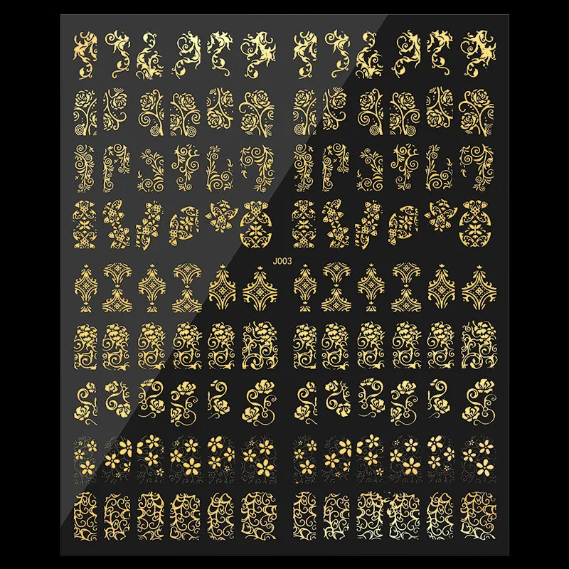 

108 designs of 1 big sheet Gold Silver Bronzing Nail Polish Sticker 3d Self-sdhesive Transfer Decal Sliders Nail Art Decorations