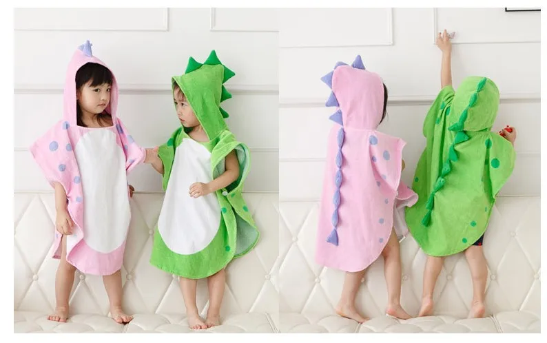 

Soft Cotton Baby Hooded Bath Towels Wrap Cute Dinosaur Bath Towel Pool Beach Towel Boys Girls Bathrobe for Kids 1-7 Years