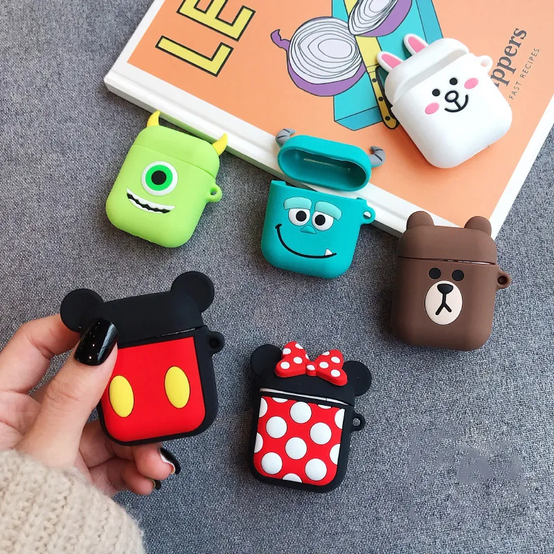 Чехол для беспроводных наушников Cartoon Wireless Bluetooth Earphone Case для Apple AirPods из силикона на чехле Airpods 2, защитный чехол роскоши.