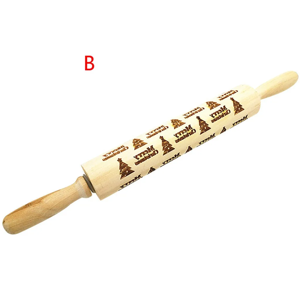 Кухонная деревянная Скалка Выгравированная резная рельефная Рождественская