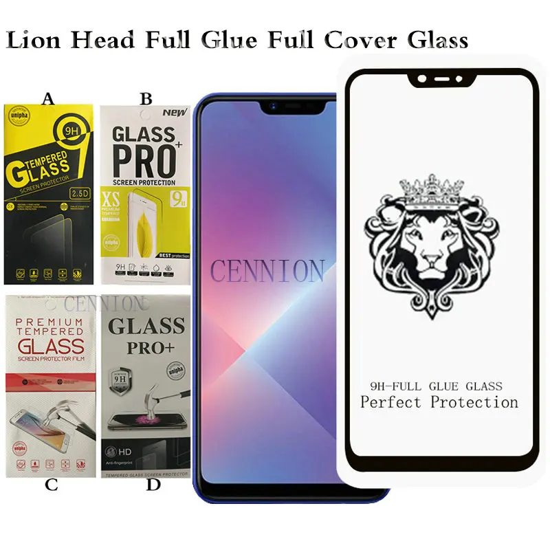 Lion Head Full Cover Tempered Glass Protector for iPhone 14 13 12 5.4 6.1 Pro Max 6.7 Inch 11 Pro 7 8 Plus X Xs XR Free Express