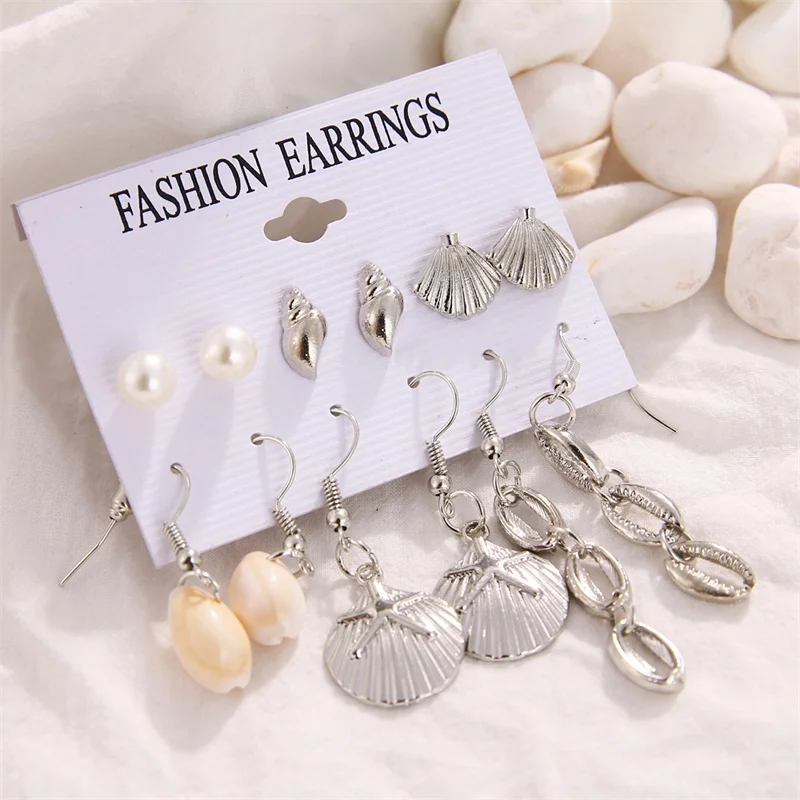 Комплект сережек для женщин 6 пар/уп. богемные длинные серьги кисточки в виде