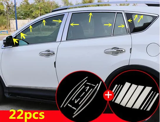 up and middle Для Toyota RAV4 Автомобильная палка корпус из нержавеющей стали Стекло окно украшение столб средняя колонна полоса отделка панели - Цвет: up and middle