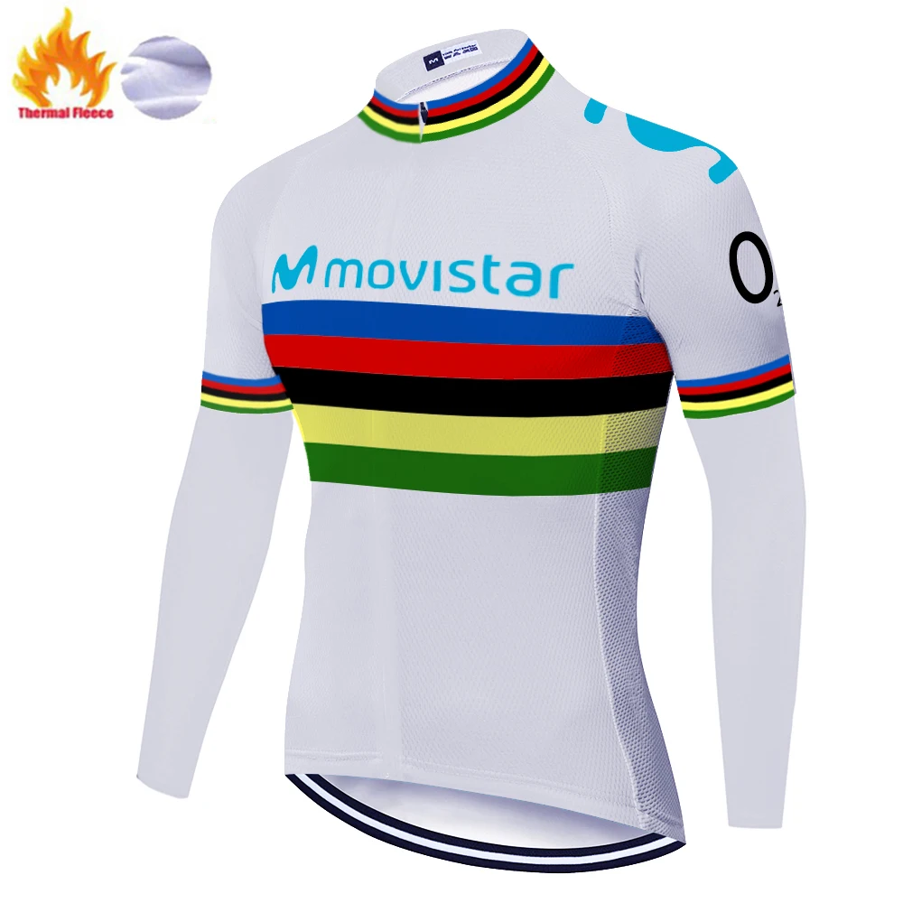 2020 команда movistar maillot ciclismo proteam зимняя Тепловая флисовая быстросохнущая дышащая