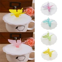 butterfly silicone leakproof coffee mug suction lid cap airtight seal anti dust beautiful cup cover home kitchen gadgets