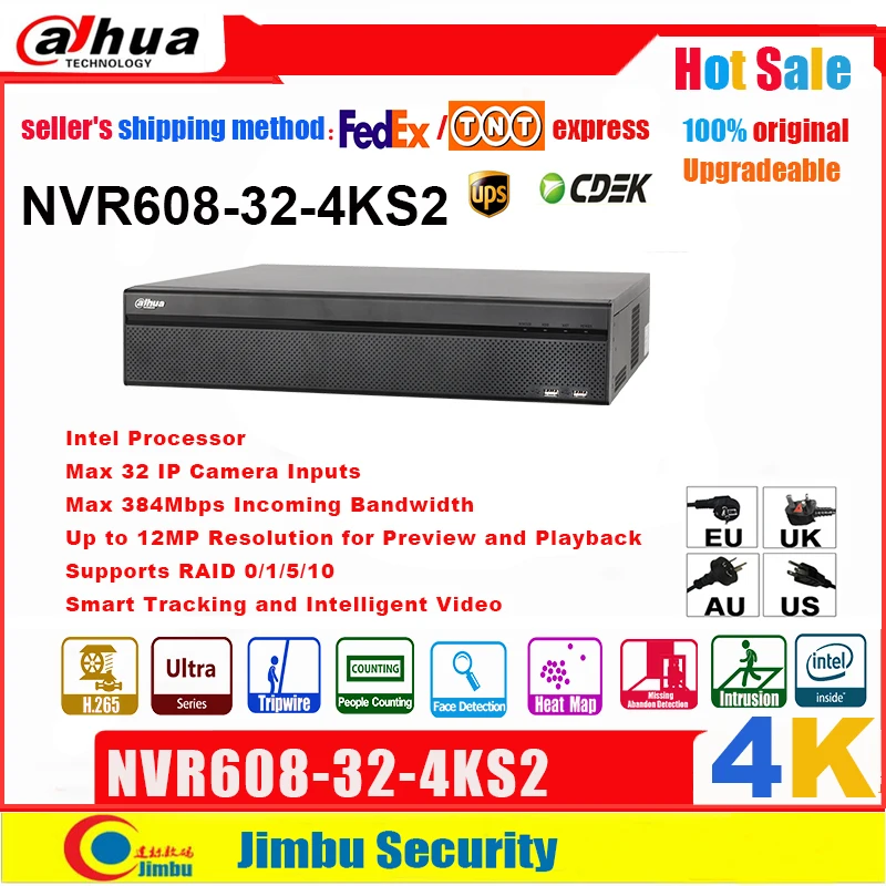 Сетевой видеорегистратор Dahua NVR 4K 32 канала видеомагнитофон NVR608 4KS2 Ultra HD H.265 видео