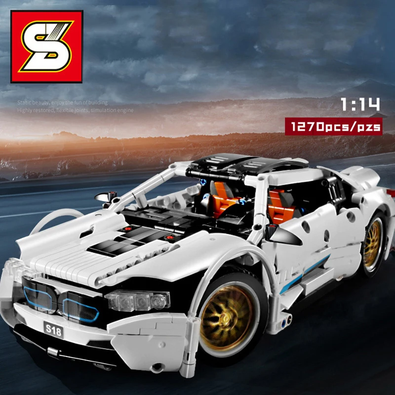 

Model Toy High-Tech Series 1270PCS Lepinblocks White Speed Super Racing Car Educational Building Blocks Bricks Birthday DIY Gift