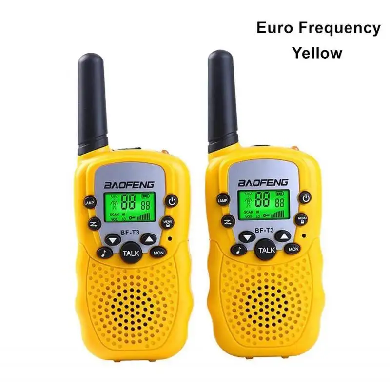 YELLOW Euro 2 шт. Baofeng BF-T3 мини любительские рации радио для детей мини ручной T3 беспроводной двухстороннее радио детская игрушка Woki Toki - Цвет: YELLOW Euro