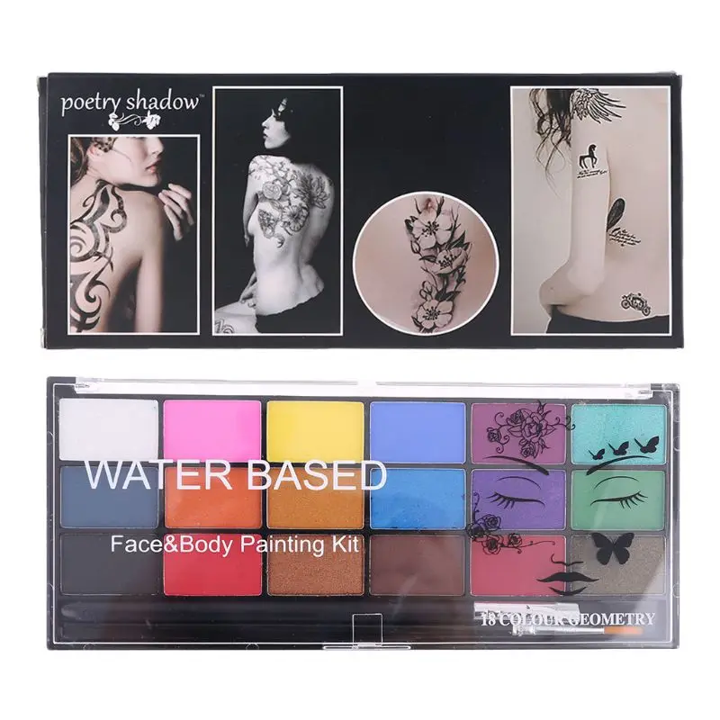 

18 Colors Non-toxic Body Face Makeup Cosplay Pigment Devil with Brush Water Soluble Party Drawing Paint