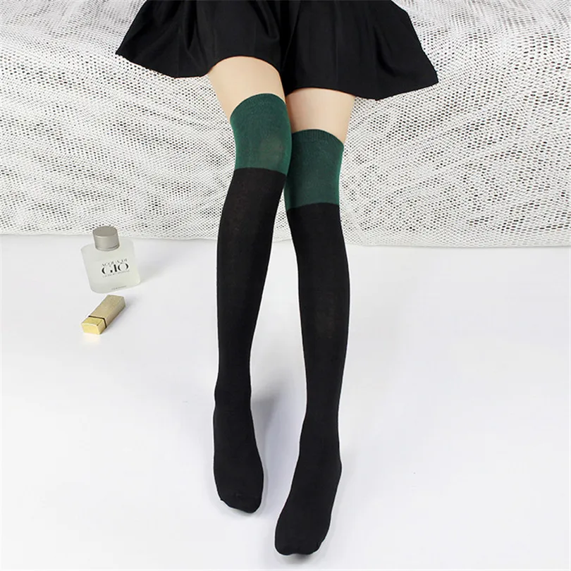 Сексуальные женские чулки выше колена в стиле хип-хоп полосатые хлопковые до