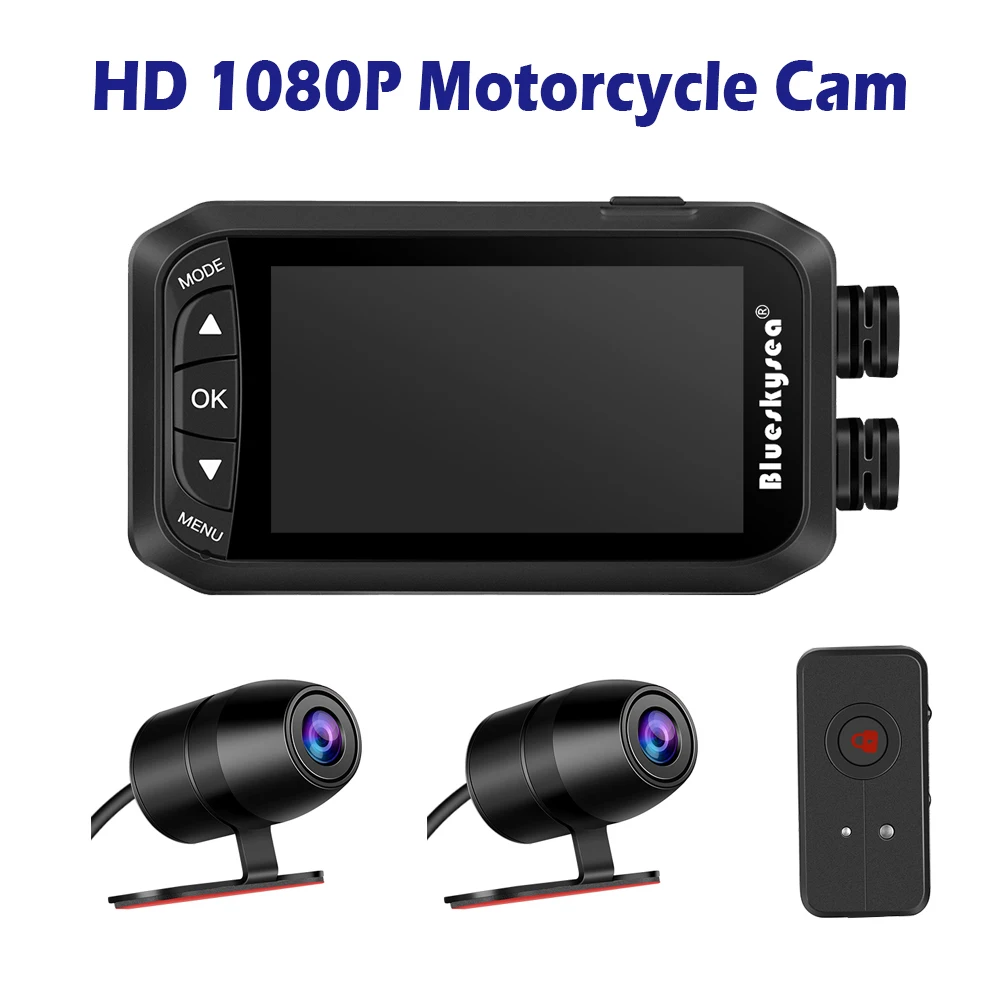 Мотоциклетный видеорегистратор Blueskysea DV128 HD 1080P с двумя объективами 130 циклическая