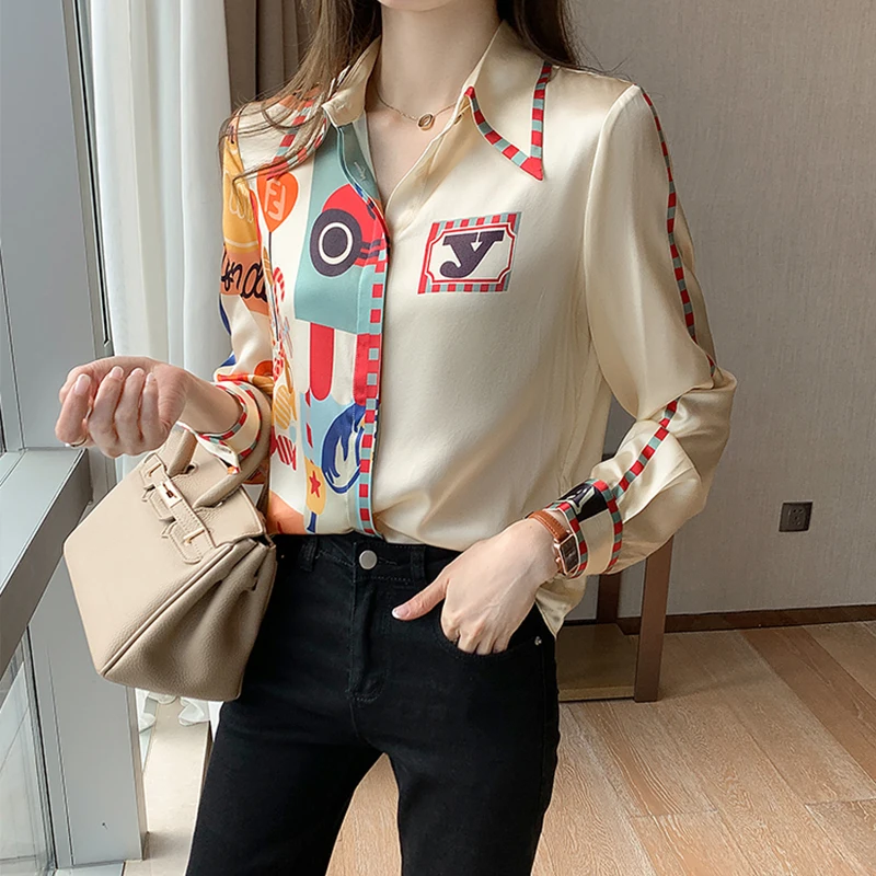 

Fashion OL shirts Women's blouses 2021 Summer Spring casual loose long sleeve Tops Blusas Mujer