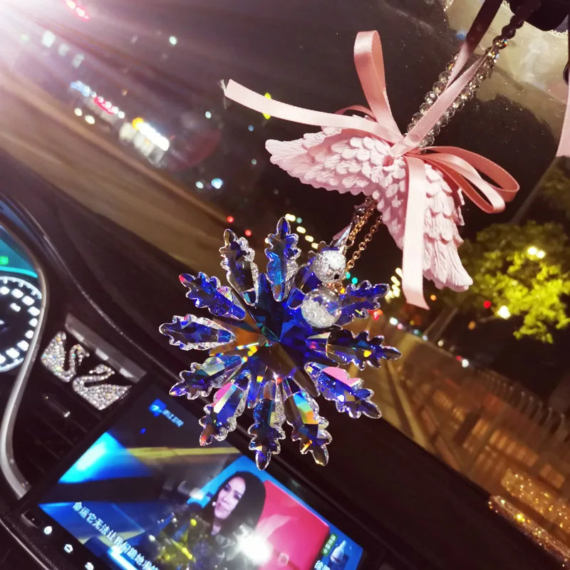 

Car Pendant Jewelry Vibrato Rearview Mirror Decoration Net Red Lady Cute Car Pendant Goddess Car Pendant Snowflake Crystal Penda