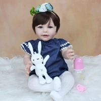 55 cm soft silicone reborn baby girl doll toy like real cloth body realistic 22 inch lisa princess toddler dress up bebe gift