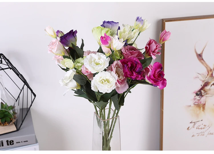 1 шт. Европейский искусственный цветок 4 головки поддельные Эустома Gradiflorus Lisianthus Рождество Свадьба Праздник декор дома 9 цветов