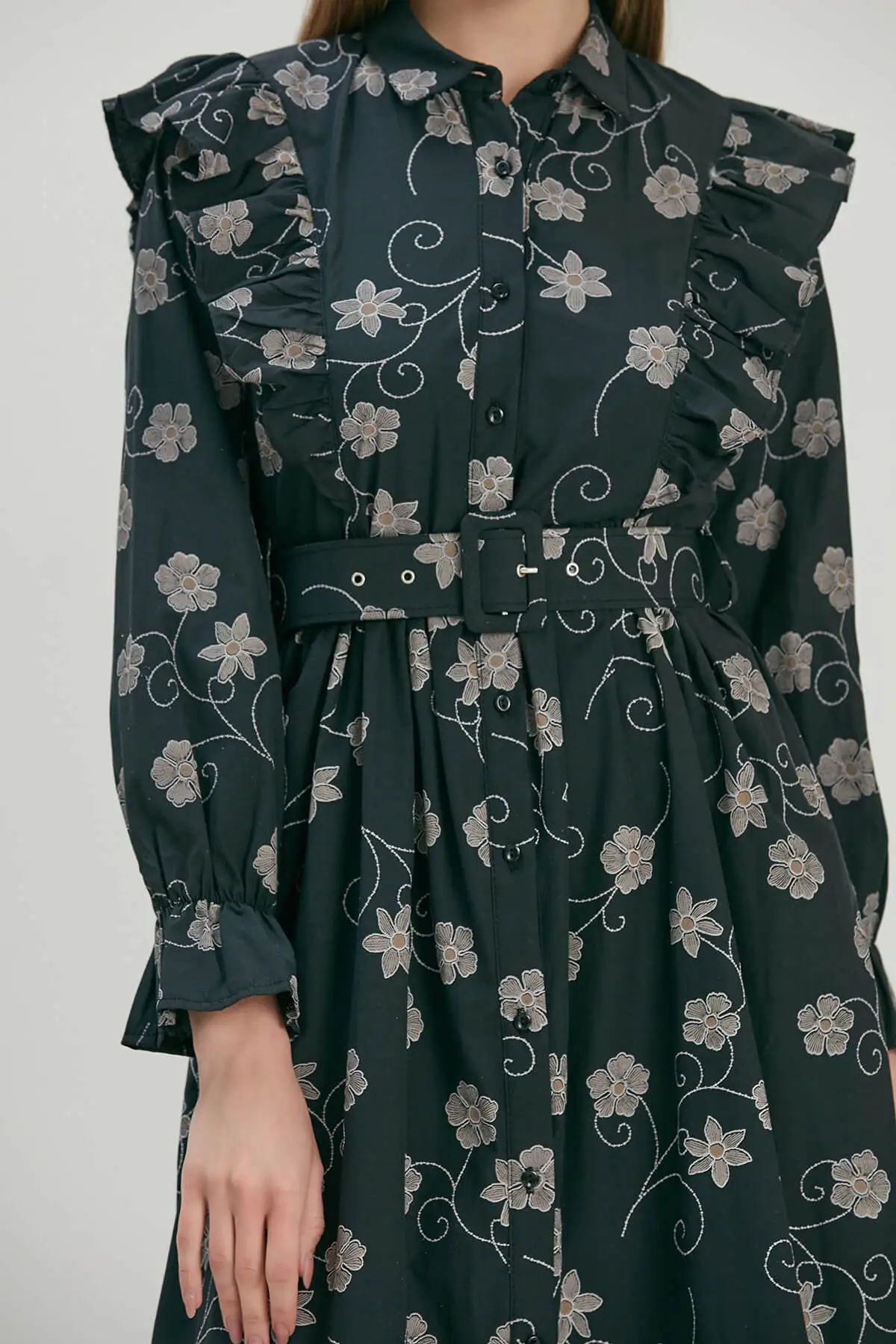 

Women Ruffle Dress Detailed Arched Handle Fashion Muslim Women Hijab Dress