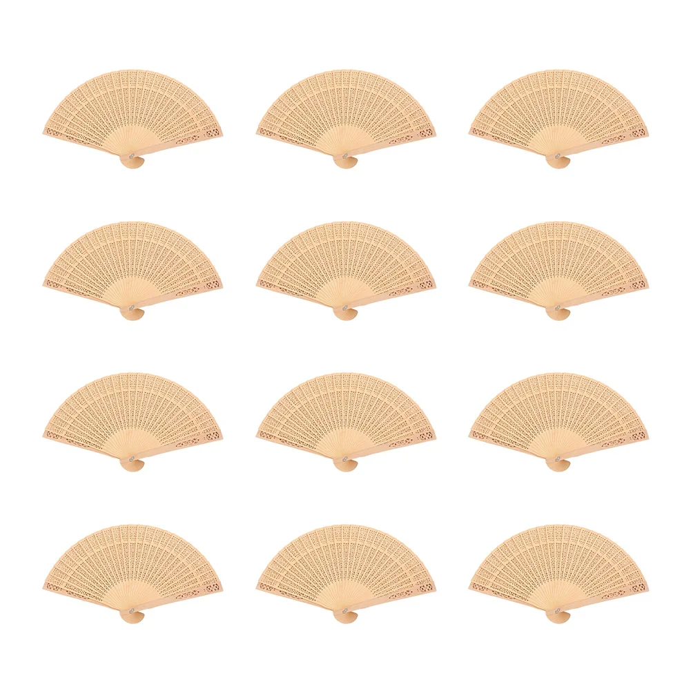 Деревянные вееры из сандалового дерева 12 шт|Декоративные вееры| |