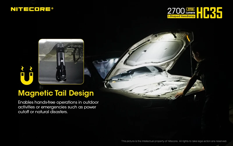 2700 люмен Nitecore HC35 4 x CREE XP-G3 S3 светодиоды следующего поколения 21700 Г-образный налобный фонарь с аккумулятором 4000 мАч
