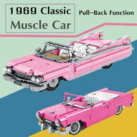 new classic 1969 muscle car red vintage technical building blocks bricks city pull back car ideas kid toys gifts