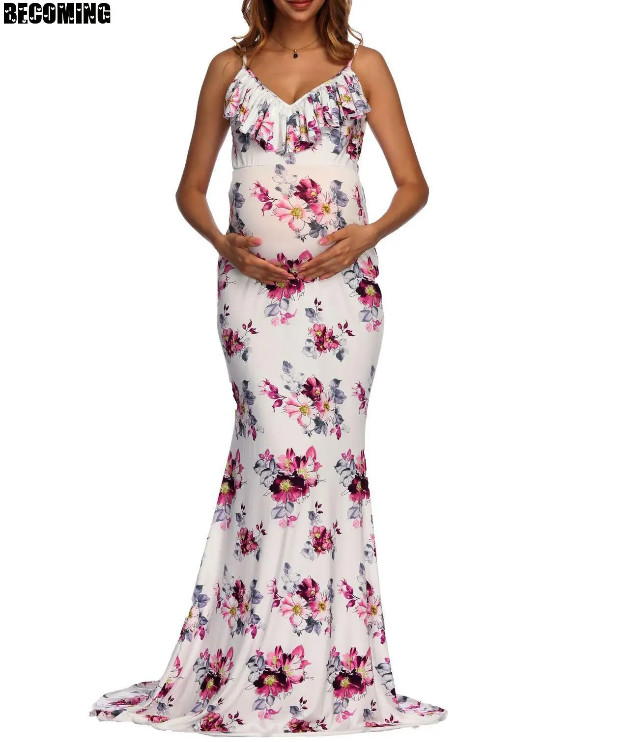 Платье для беременных без рукавов с V-образным вырезом и оборками | Мать ребенок