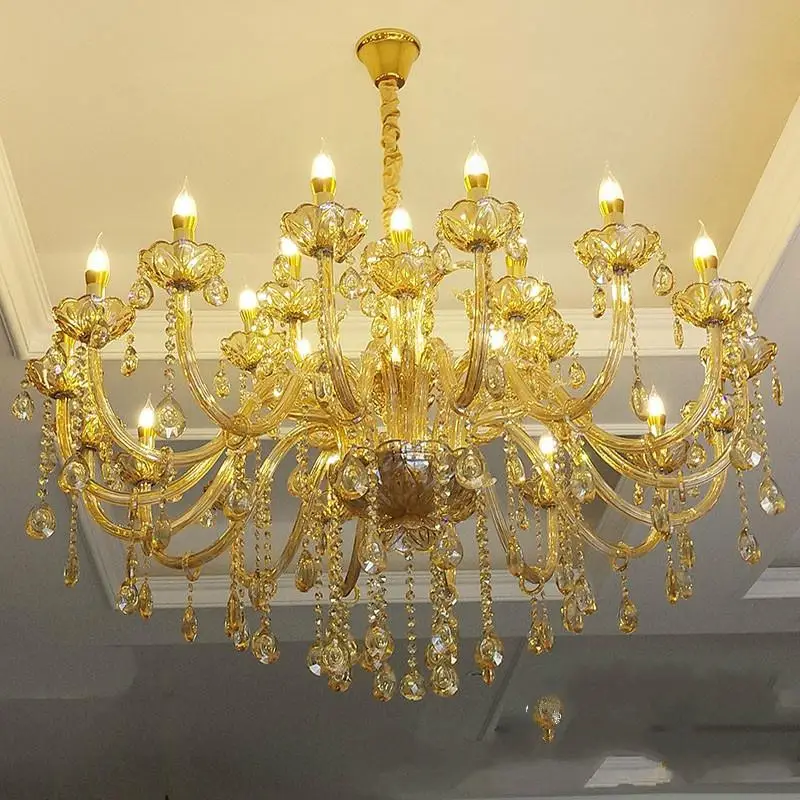 Chandeliers Hotel Parlor Champagne Crystal Chandelier Bedroom Amber Crystal Lighting