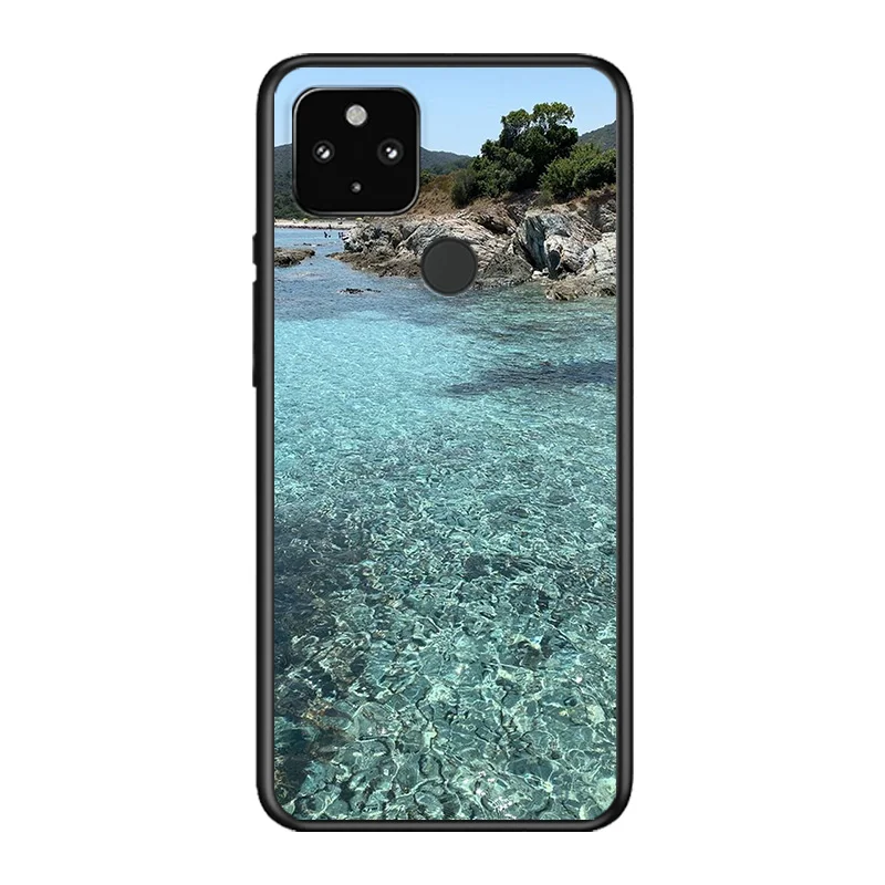 

Ocean Beach Soft TPU Silicone Black Cover For Google Pixel 5 4A 5G 4 XL Phone Case