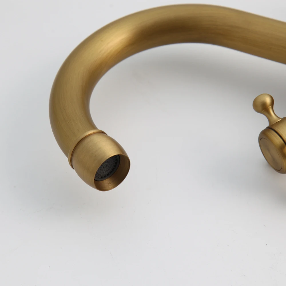 Смеситель для ванной KEMAIDI античная латунь 2 ручки крепление на раковину |