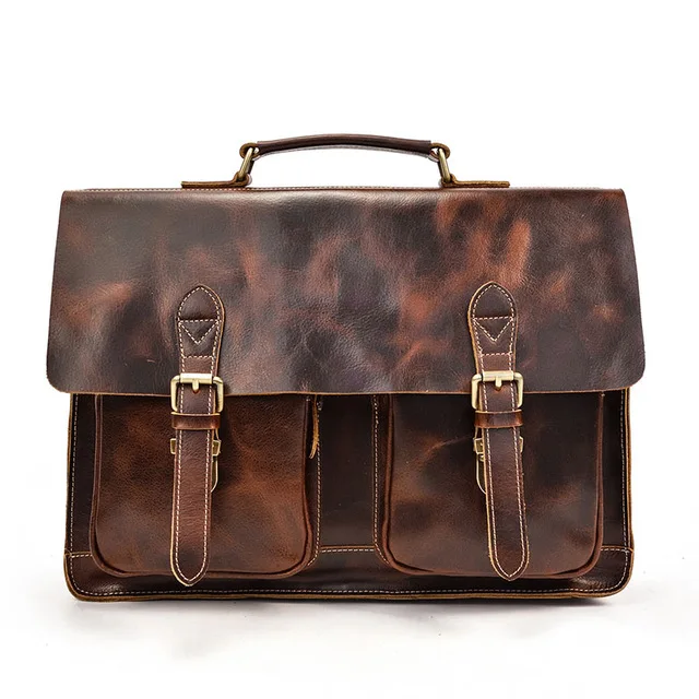 Colorful Ретро Crazy horse кожаный мужской портфель Большая вместительная сумка для ноутбука из натуральной коровьей кожи 16 дюймов Компьютерная сумка-мессенджер - Цвет: Colorful