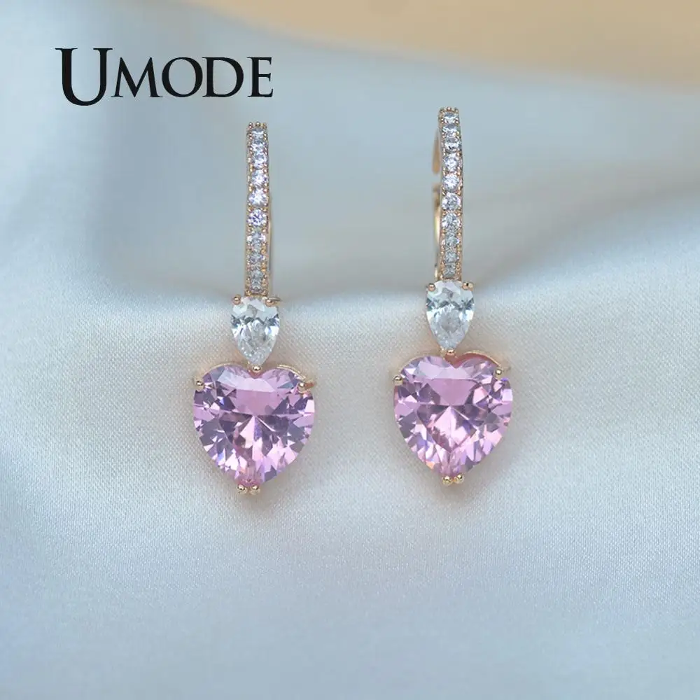 UMODE, модные серьги-кольца в форме сердца для женщин и девочек, свадебные обручи, милые фианиты, подарочные украшения для ушей, Femme, новинка, Прямая поставка UE0610