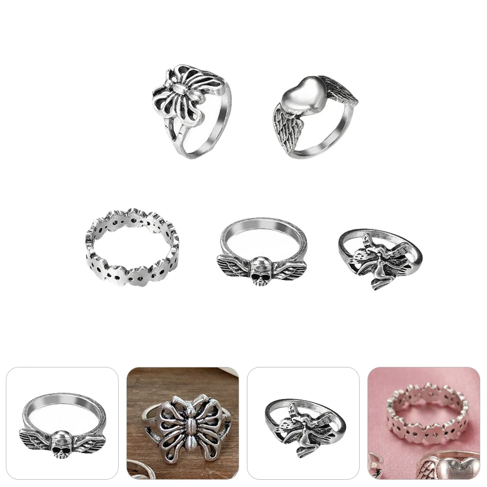 

5Pcs Retro Butterflies Ring Jewelry Gift Ring Birthday Gift