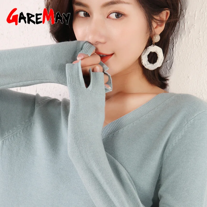 Осенне-зимний женский пуловер вязаный эластичный Повседневный джемпер с