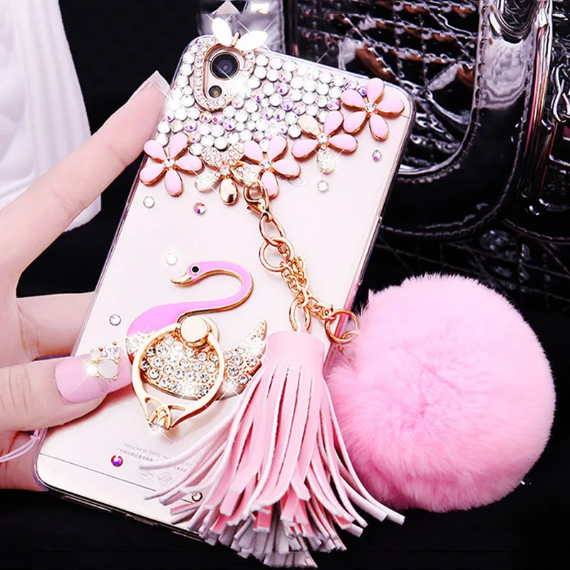 Женский зимний теплый шерстяной чехол со стразами и кроликом для Samsung a50 a70 s8 s9 a40 a20