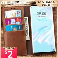 musubo genuine leather case for huawei p30 pro luxury wallet fitted flip cases cover fundas for huawei p30 coque capa magnet