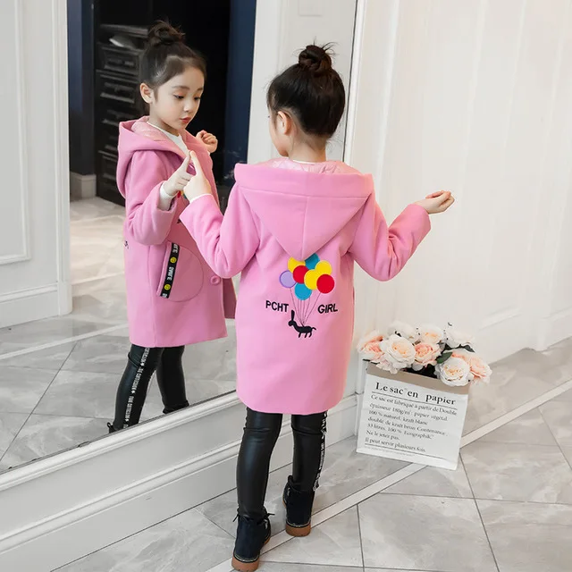 Модное детское пальто для девочек зимнее Новое модное шерстяное подростков